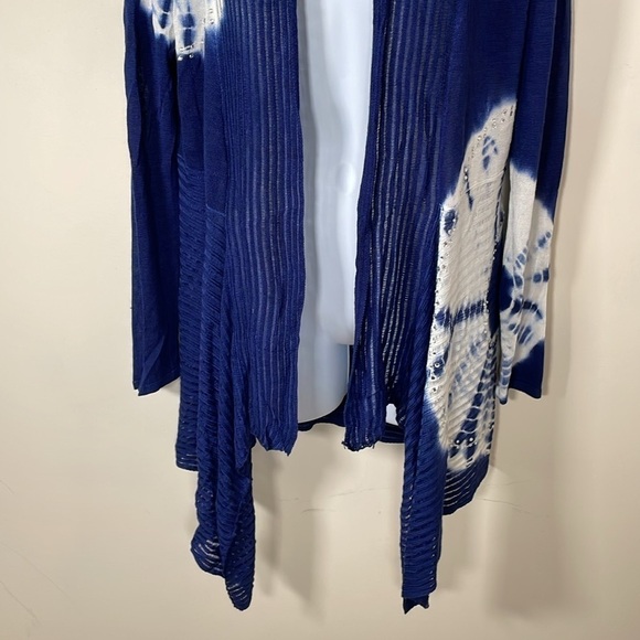 NWT. Belldini Medium Beaded Tie Dye Open Front Cardigan. - Picture 6 of 10